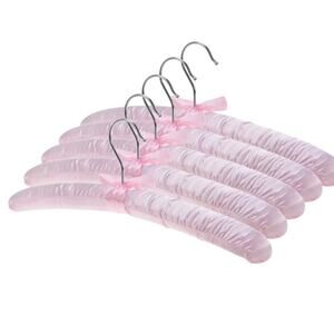 Concepts 5 Pack Satin Padded Hangers Pink Fabric Top Dress Closet Storage Home
